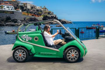 riding a spinach car in Madeira island