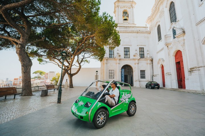 a car parked in front of a building